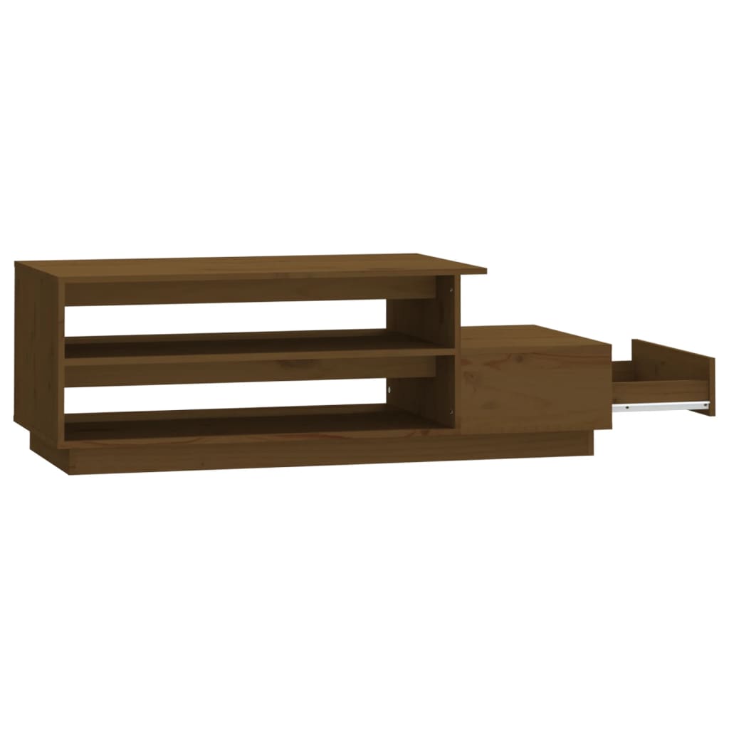 Mesa De Centro Madera Maciza De Pino Marrón Miel 120x50x40,5 Cm_4