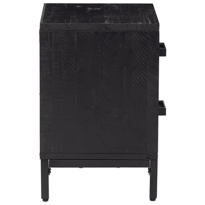 Mesitas De Noche 2 Uds Madera Maciza De Pino Negro 36x30x45 Cm_4