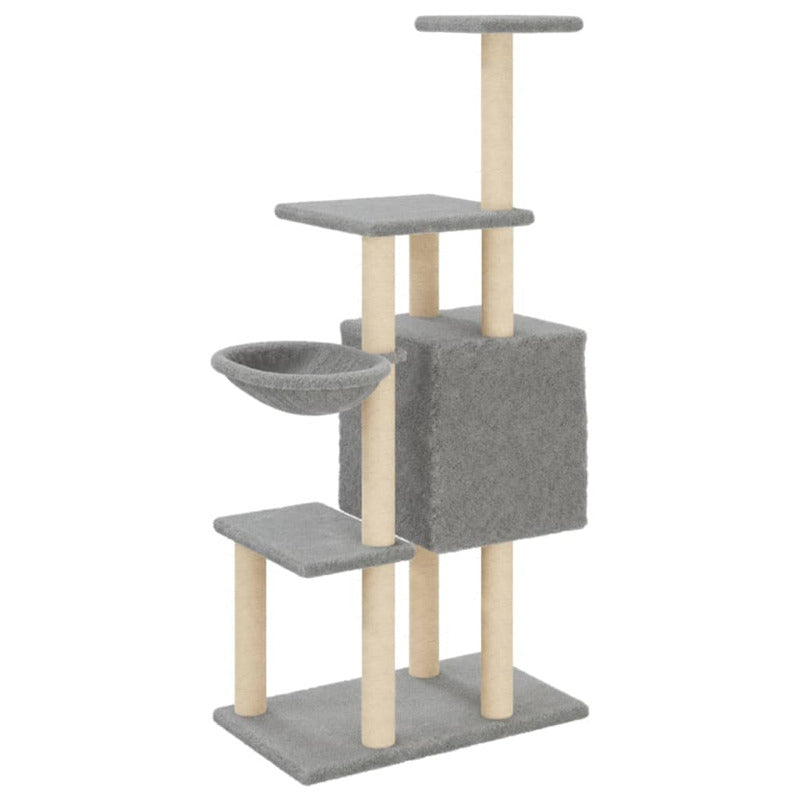 Vidaxl Rascador Para Gatos Con Postes De Sisal Gris Claro 131 Cm_5