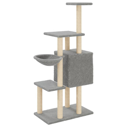 Vidaxl Rascador Para Gatos Con Postes De Sisal Gris Claro 131 Cm_5