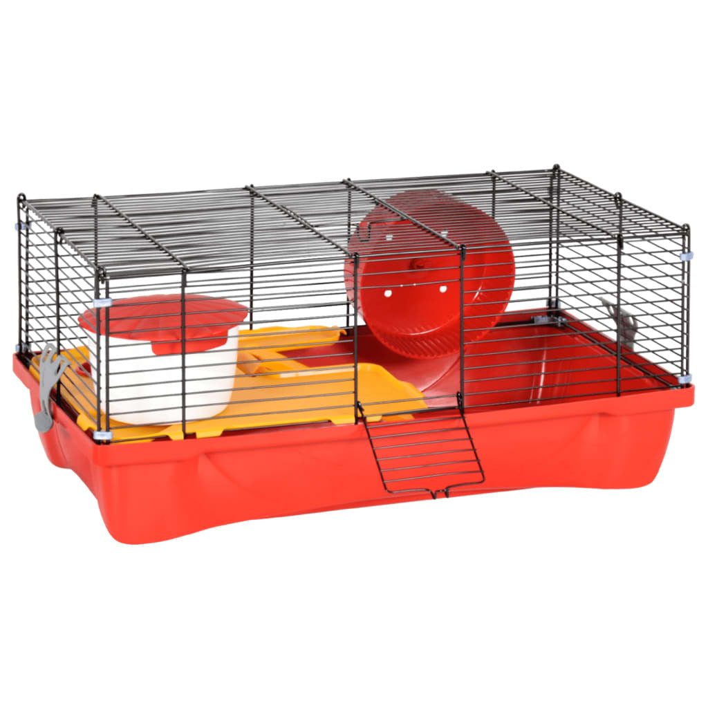 Vidaxl Jaula Para Hámster Polipropileno Y Metal Roja 58x32x36 Cm_0