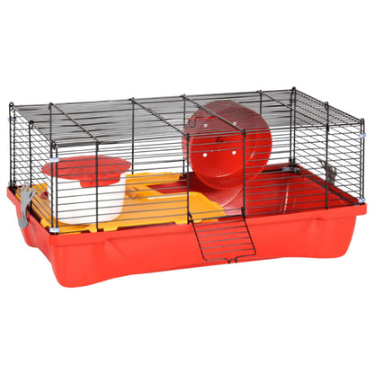 Vidaxl Jaula Para Hámster Polipropileno Y Metal Roja 58x32x36 Cm_0
