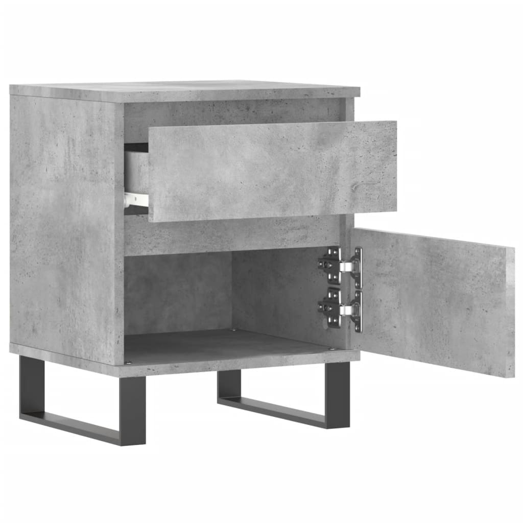 Mesita De Noche Madera De Ingeniería Gris Hormigón 40x35x50 Cm_4
