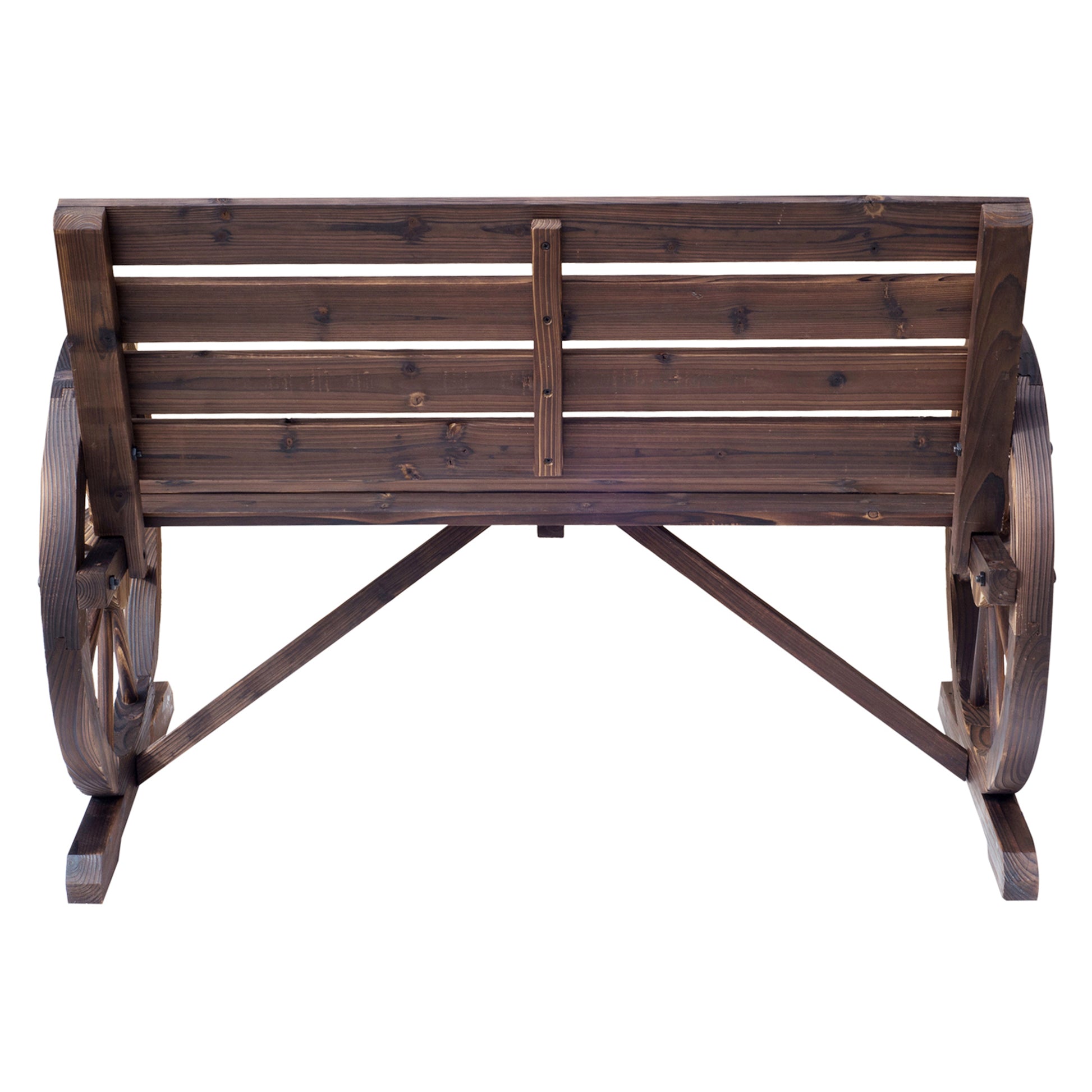 Outsunny Banco De Madera Con Apoyabrazos En Forma Rueda De Carro 105,5x59x75 Cm_3