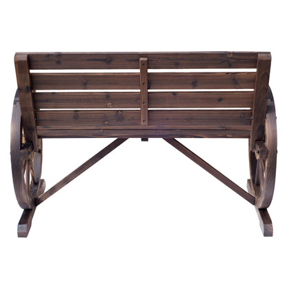 Outsunny Banco De Madera Con Apoyabrazos En Forma Rueda De Carro 105,5x59x75 Cm_3
