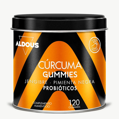 Cúrcuma con Jengibre y Pimienta Negra + Probioticos Aldous Bio 120 Gominolas