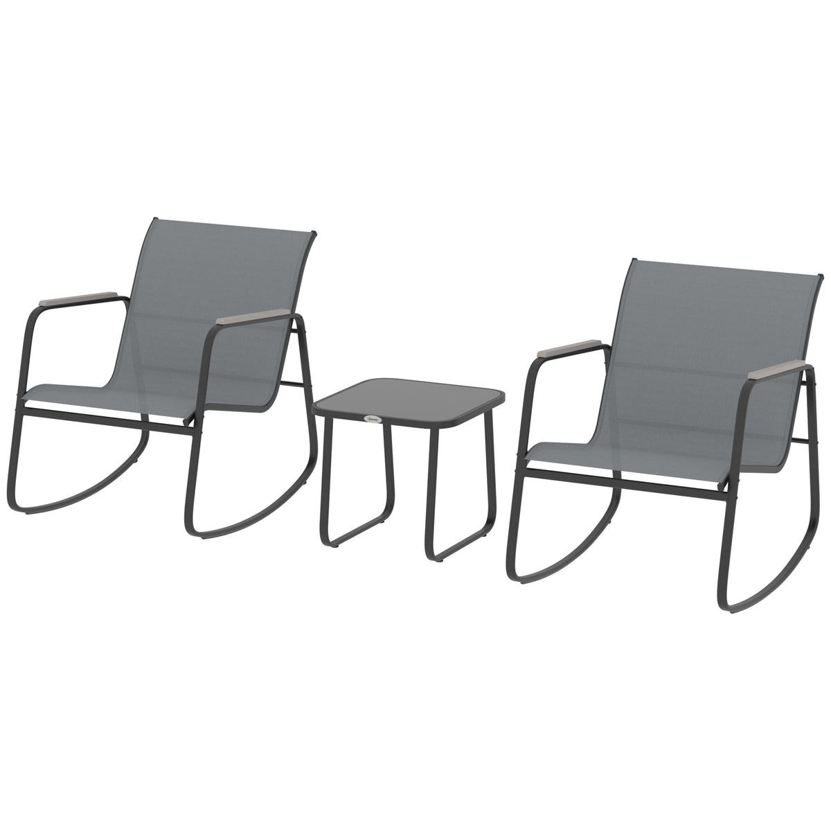 Conjunto De Bistró Outsunny Acero, Textileno Gris 79x61x78 Cm_3