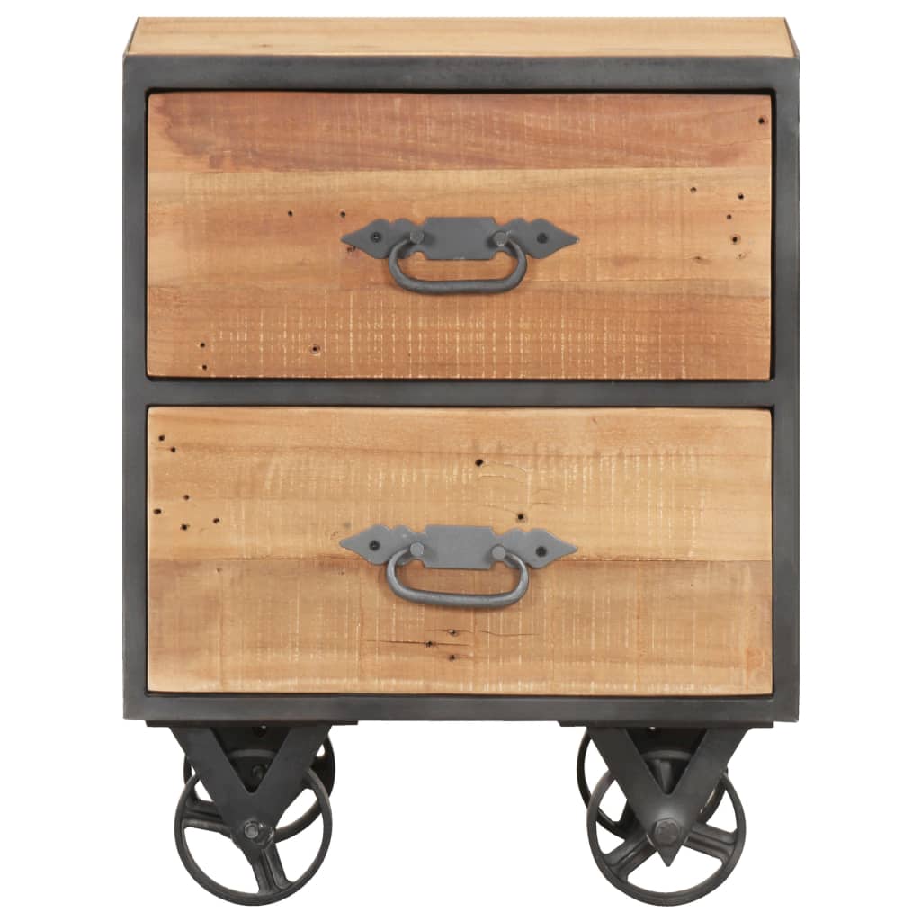Mesita De Noche De Madera Maciza Reciclada 40x30x51 Cm_1
