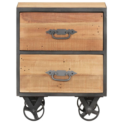 Mesita De Noche De Madera Maciza Reciclada 40x30x51 Cm_1