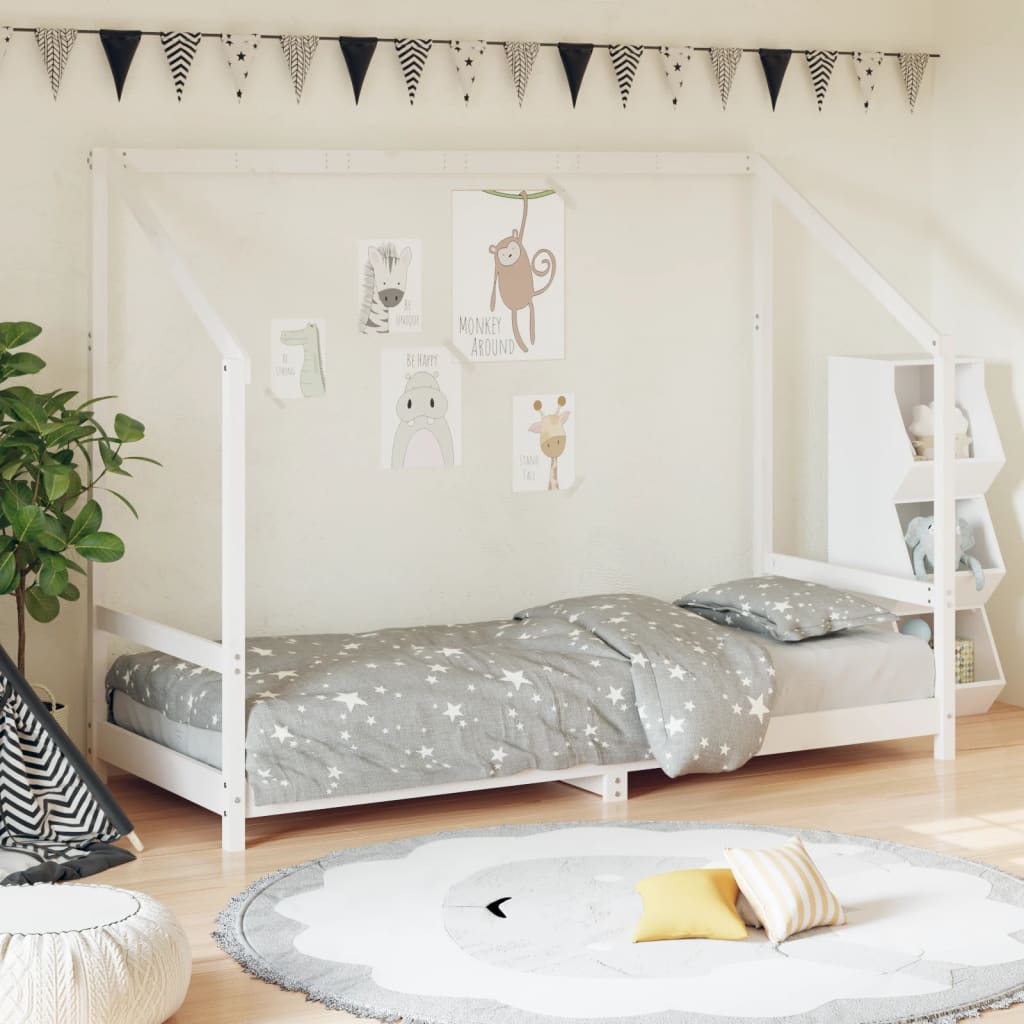 Estructura De Cama Para Niños Madera De Pino Blanco 80x200 Cm / Vetonek_0