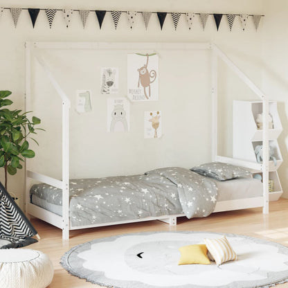 Estructura De Cama Para Niños Madera De Pino Blanco 80x200 Cm / Vetonek_0