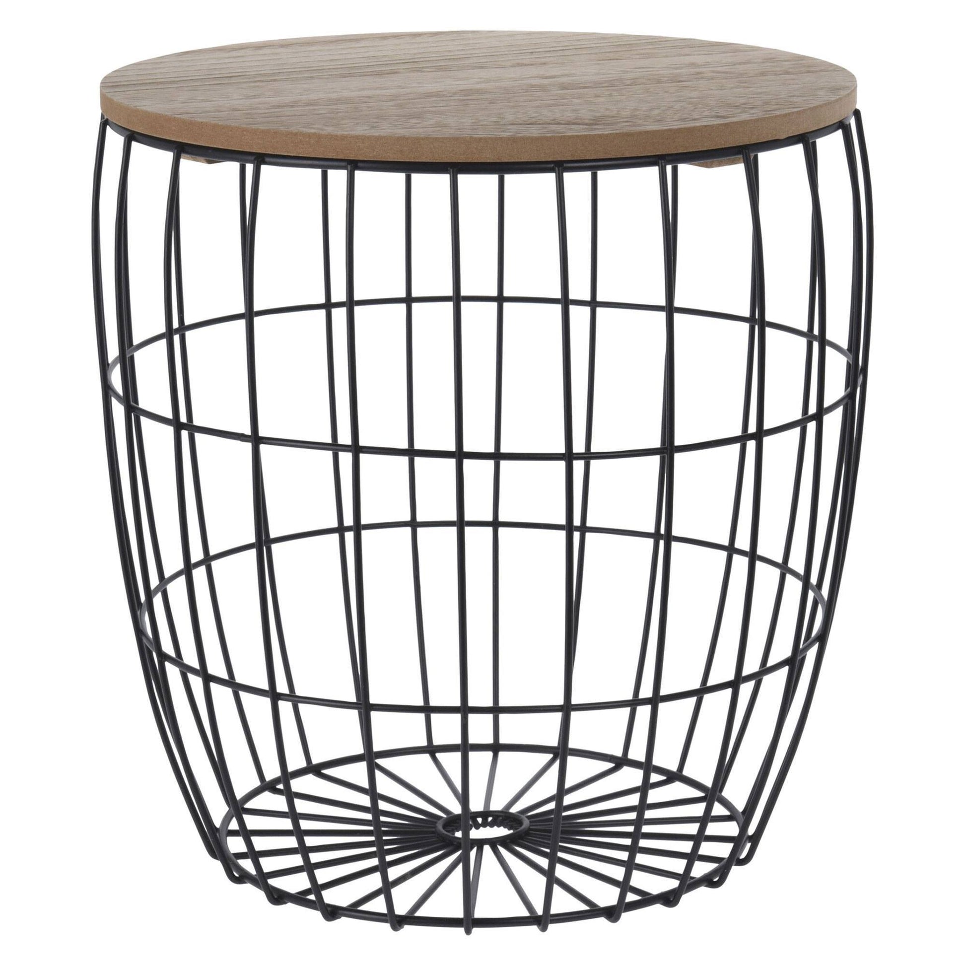 Well Home Juego De 3 Mesas Auxiliares En Metal Y Mdf Ø42,5ø37ø31cm