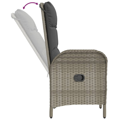 Vidaxl Set De Muebles De Jardín 3 Pzas Y Cojines Ratán Sintético Gris_5