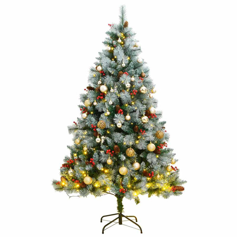 Vidaxl Árbol De Navidad Artificial Con Bisagras 300 Led Y Bolas 180 Cm_0