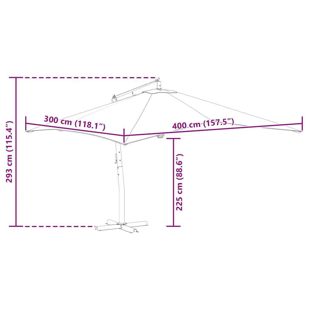 Vidaxl Sombrilla Jardín Voladiza Palo De Madera Azul Celeste 400x300cm_2