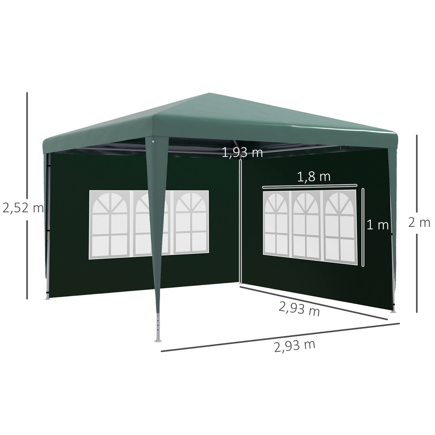 Outsunny Conjunto De 1 Carpa De Jardín 3x3 M Y 2 Paredes Laterales 3x2 M Verde_2