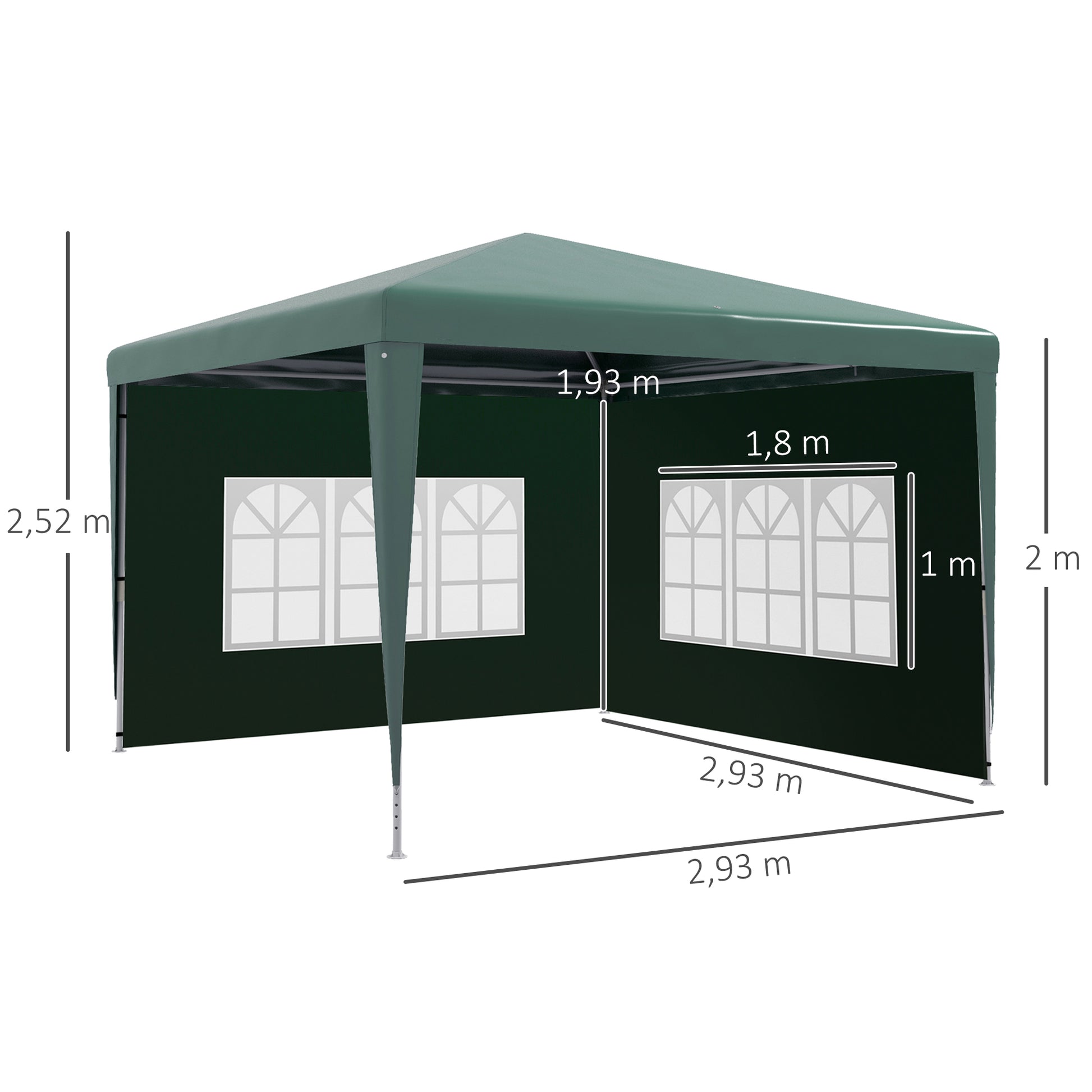Outsunny Conjunto De 1 Carpa De Jardín 3x3 M Y 2 Paredes Laterales 3x2 M Verde_2