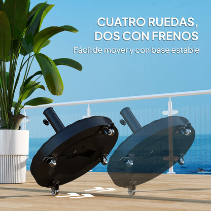 Outsunny Base Para Sombrilla Redonda Con Ruedas Relleno De Cemento Negro_5
