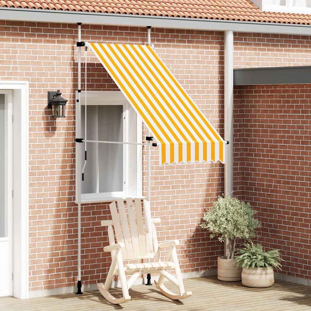 Toldo Manual Retráctil 100 Cm Naranja Y Blanco A Rayas_1