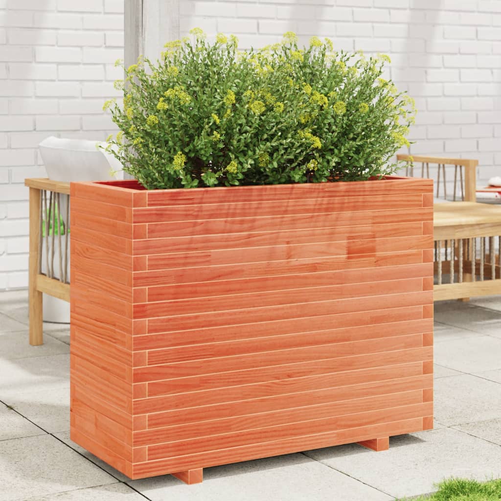 Jardinera Madera Maciza De Pino Marrón Cera 90x40x72,5 Cm_1