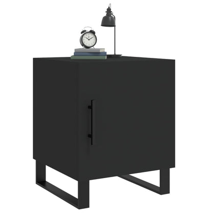 Mesita De Noche Madera De Ingeniería Negro 40x40x50 Cm_2