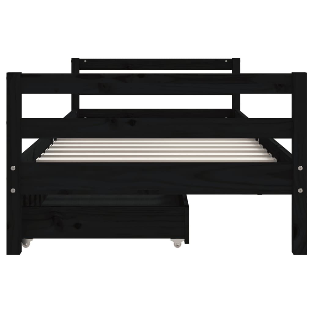Vidaxl Estructura De Cama Niños Con Cajones Madera Pino Negro 80x200cm_4