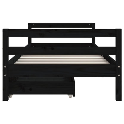 Vidaxl Estructura De Cama Niños Con Cajones Madera Pino Negro 80x200cm_4