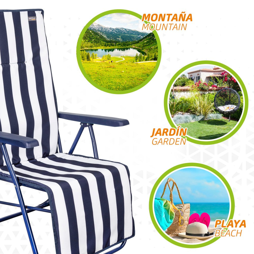 Silla Tumbona Plegable 5 Posiciones Rayas Marineras Aktive Garden_4