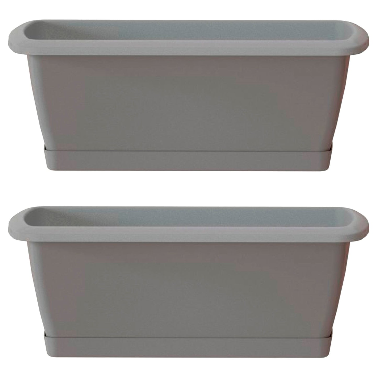 2x Jardinera Respana Con Soporte De Plastico En Color Gris Piedra 78,6 (largo) X 18,4 (ancho) X 14,5 (alto) Cm_0