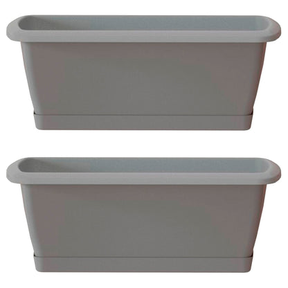 2x Jardinera Respana Con Soporte De Plastico En Color Gris Piedra 78,6 (largo) X 18,4 (ancho) X 14,5 (alto) Cm_0