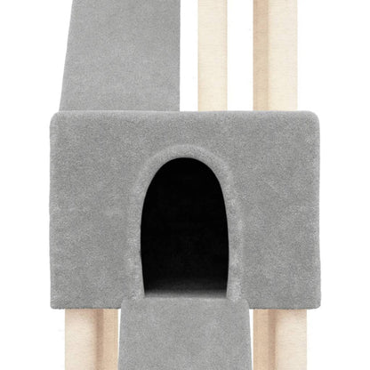 Vidaxl Rascador Para Gatos Con Postes De Sisal Gris Claro 190 Cm_5