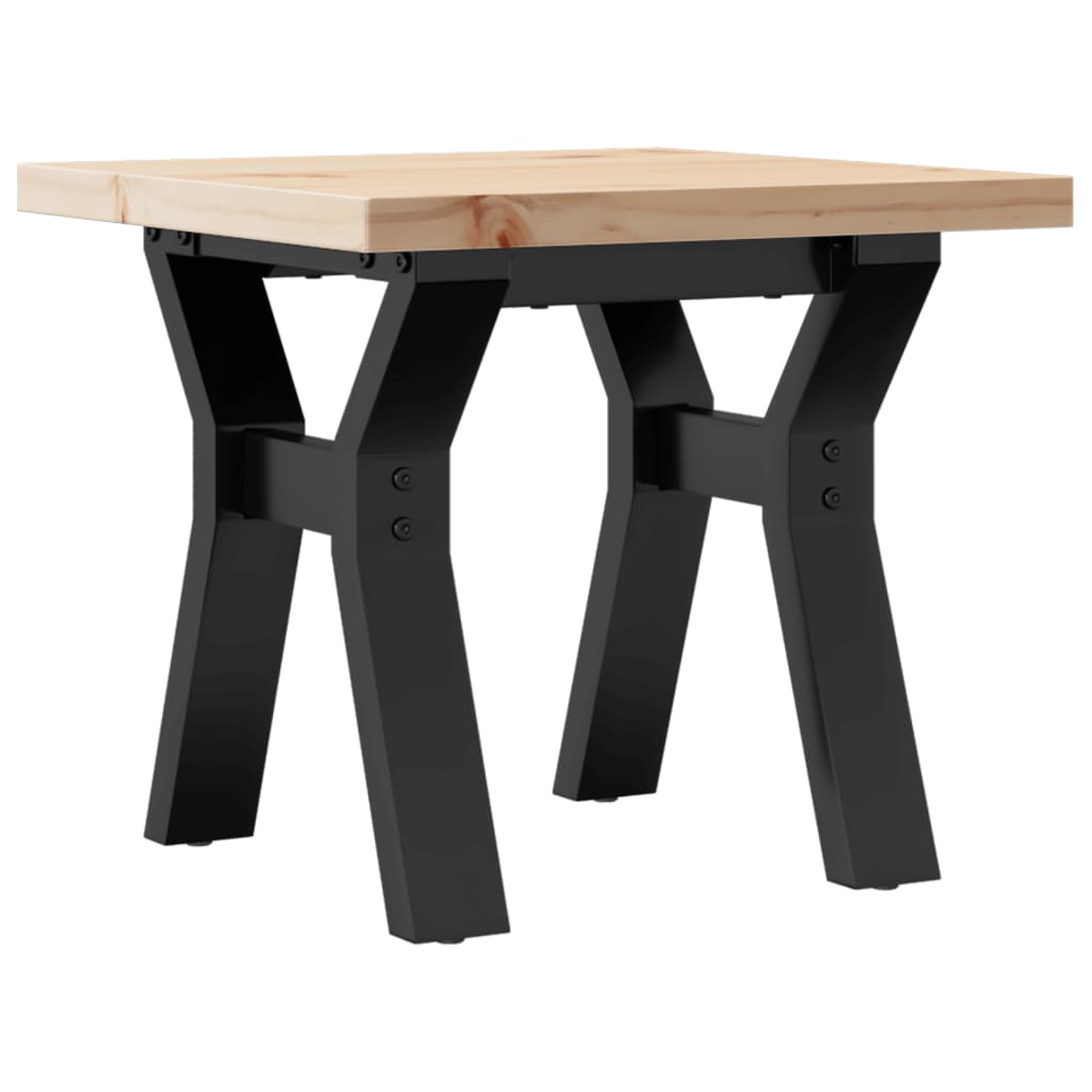 Mesa De Centro Marco Y Madera Maciza Pino Y Acero 40x40x35,5 Cm_0