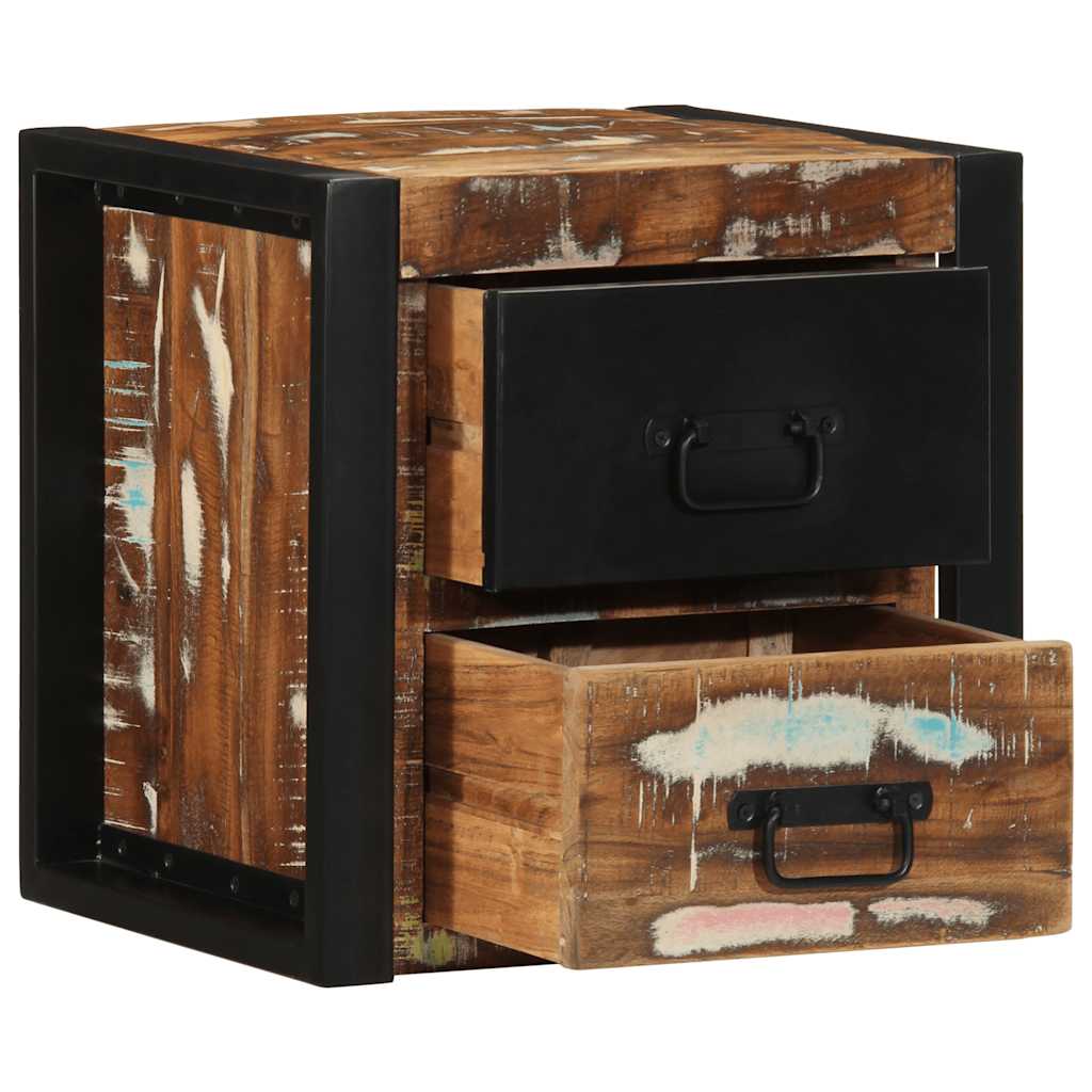 Mesilla De Noche Multicolor 40x35x40 Cm Madera Maciza Reciclada_1