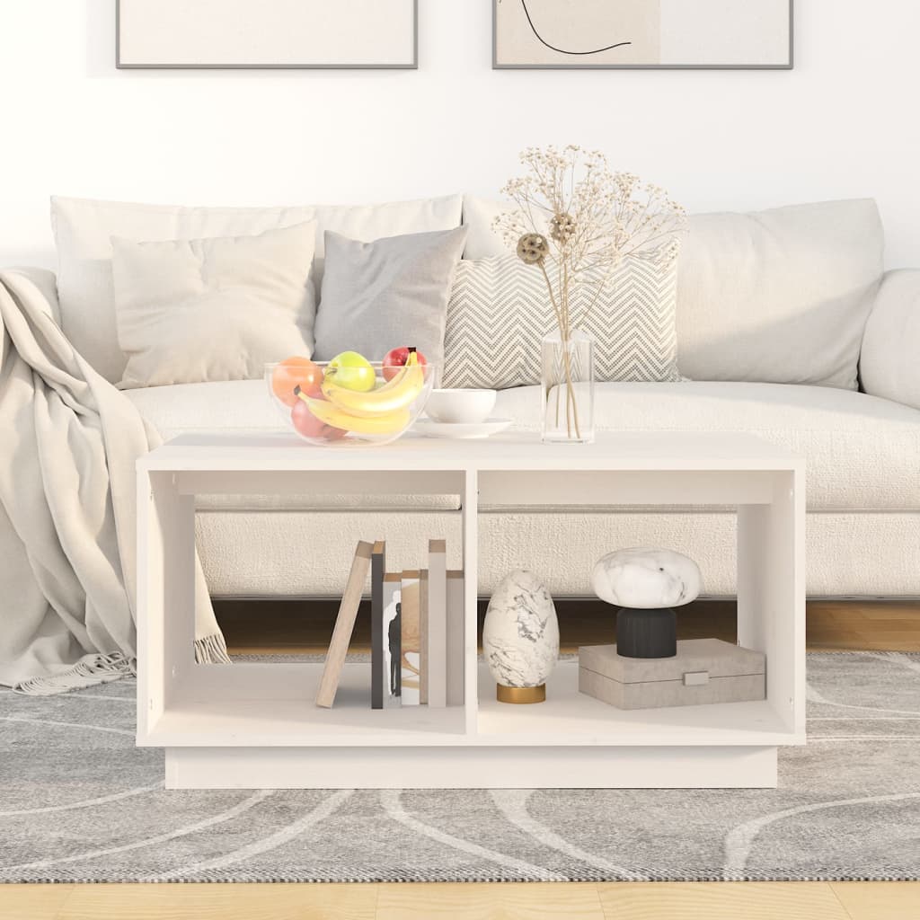 Mesa De Centro Madera Maciza De Pino Blanco 80x50x40 Cm_1