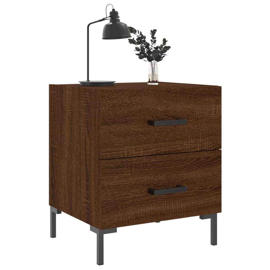 Mesita Noche 2 Uds Madera Ingeniería Marrón Roble 40x35x47,5 Cm_1