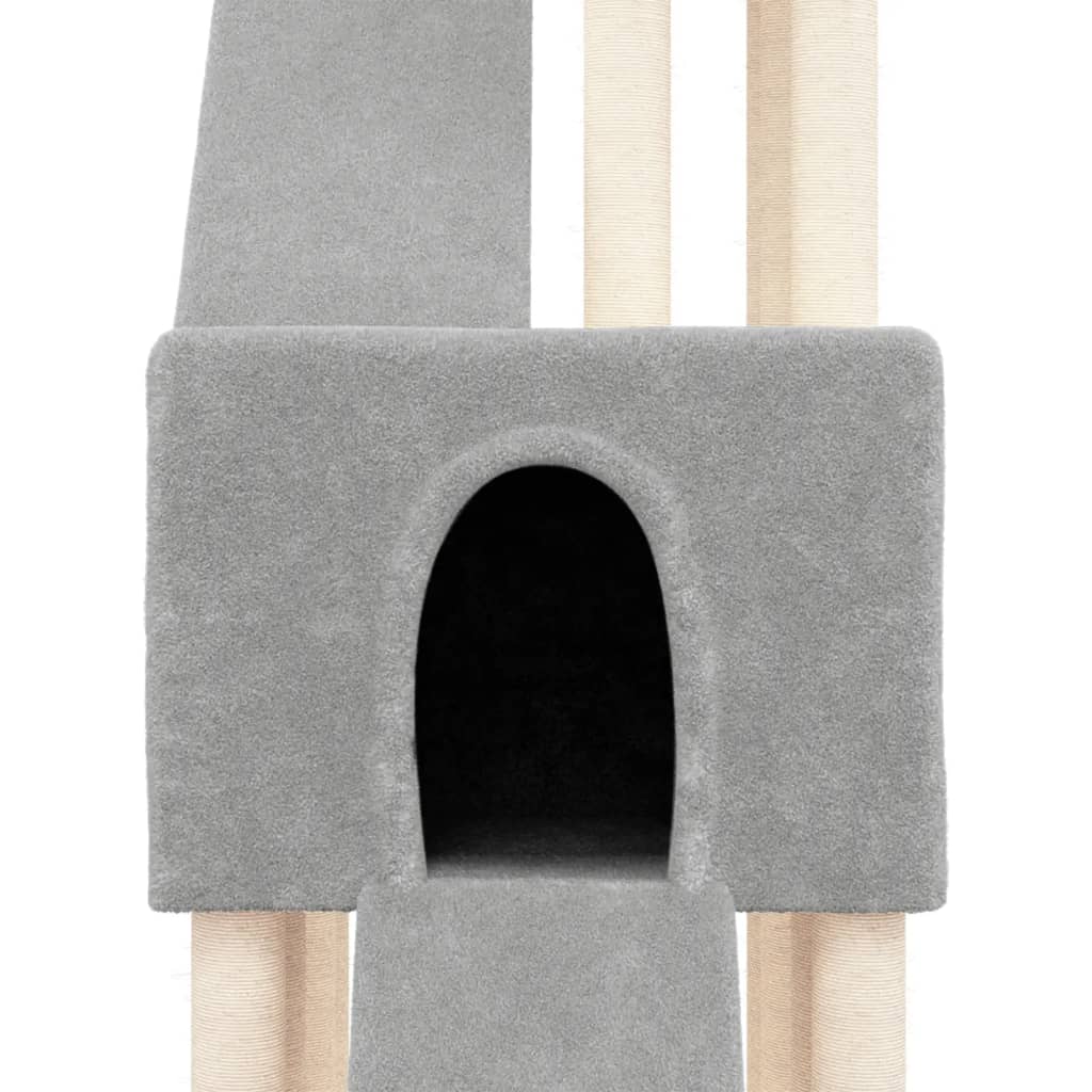 Rascador Para Gatos Con Postes De Sisal Gris Claro 190 Cm_5