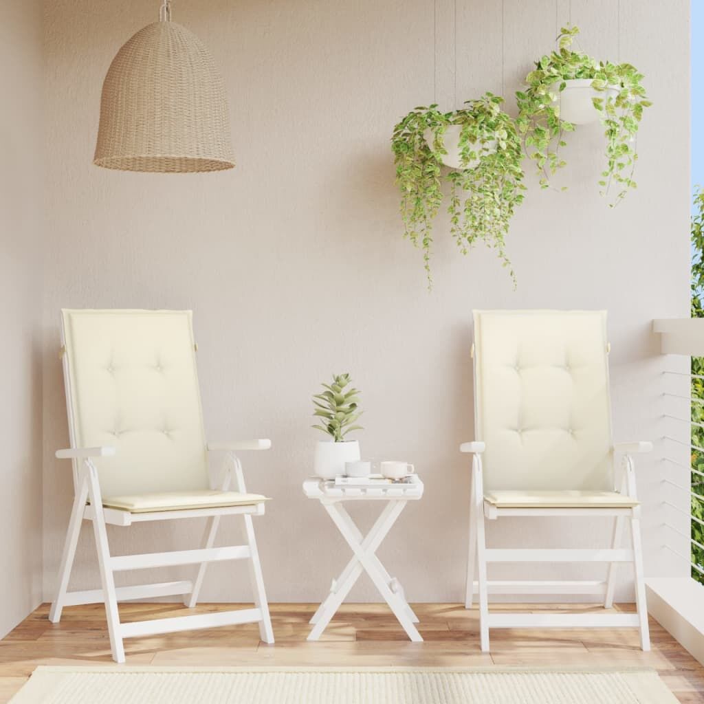 Vidaxl Cojín Silla De Jardín Respaldo Alto 2 Uds Tela Crema 120x50x3cm_1