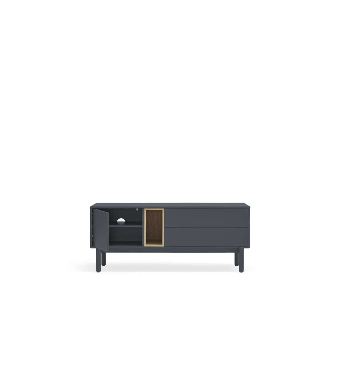Mueble Para Televisión Modelo Corvo 1 Puerta 2 Cajones Acabado Gris Antracita, 140cm(anch_2