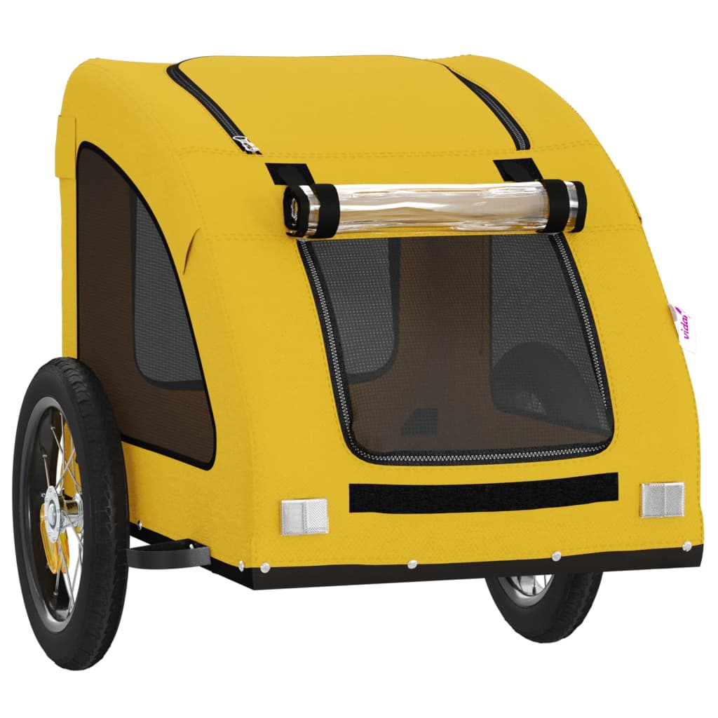Remolque De Bicicleta Mascotas Hierro Tela Oxford Amarillo_4