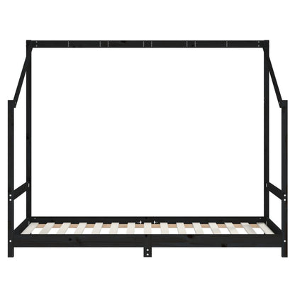 Vidaxl Estructura De Cama Para Niños Madera De Pino Negro 90x190 Cm_3
