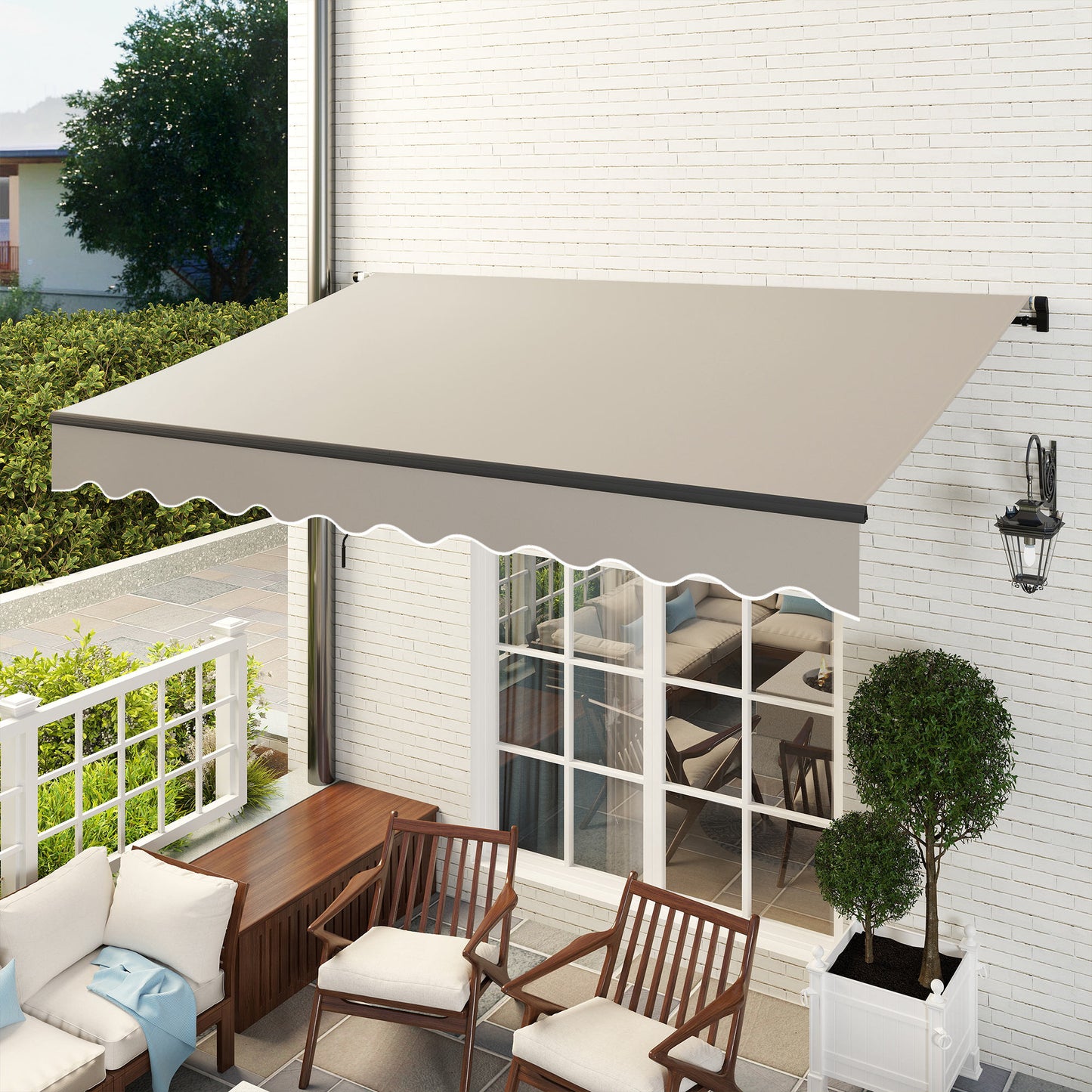 Outsunny Toldo Manual Retráctil 360x220 Cm Protección Uv30+ Crema_4