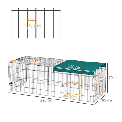 Pawhut Jaula Para Animales Pequeños Con Puertas 220x85x70 Cm Verde_2