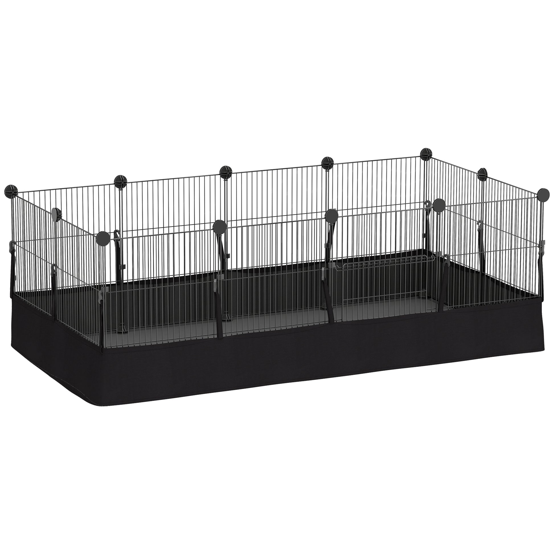 Pawhut Valla Metálica Para Mascotas 12 Paneles Alfombra Impermeable 120x60x40 Cm_0