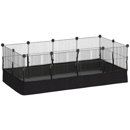 Pawhut Valla Metálica Para Mascotas 12 Paneles Alfombra Impermeable 120x60x40 Cm_0