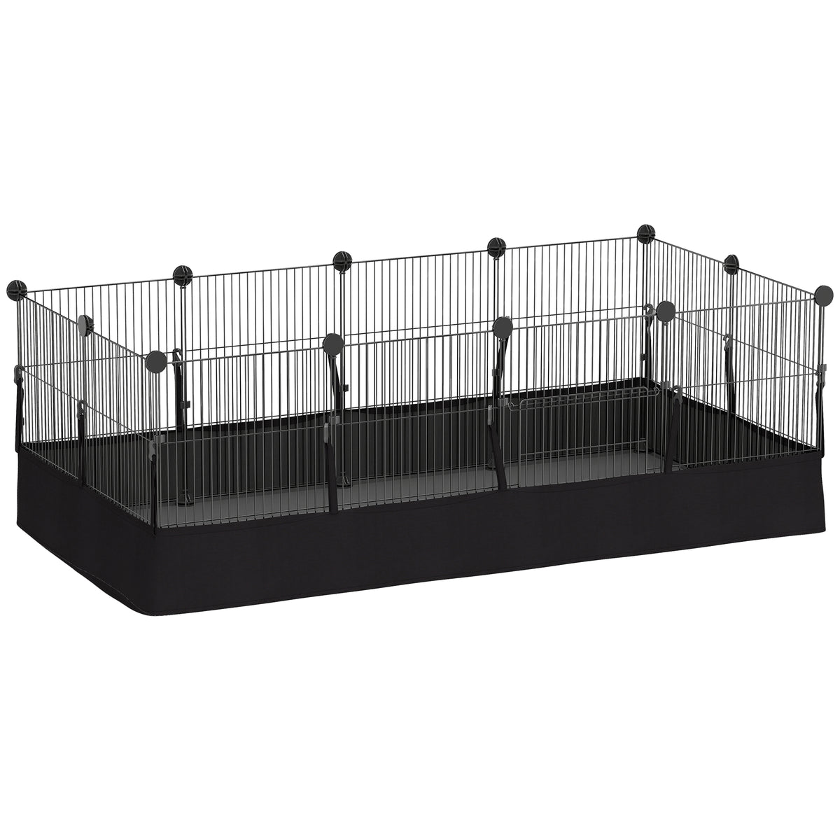 Pawhut Valla Metálica Para Mascotas 12 Paneles Alfombra Impermeable 120x60x40 Cm_0