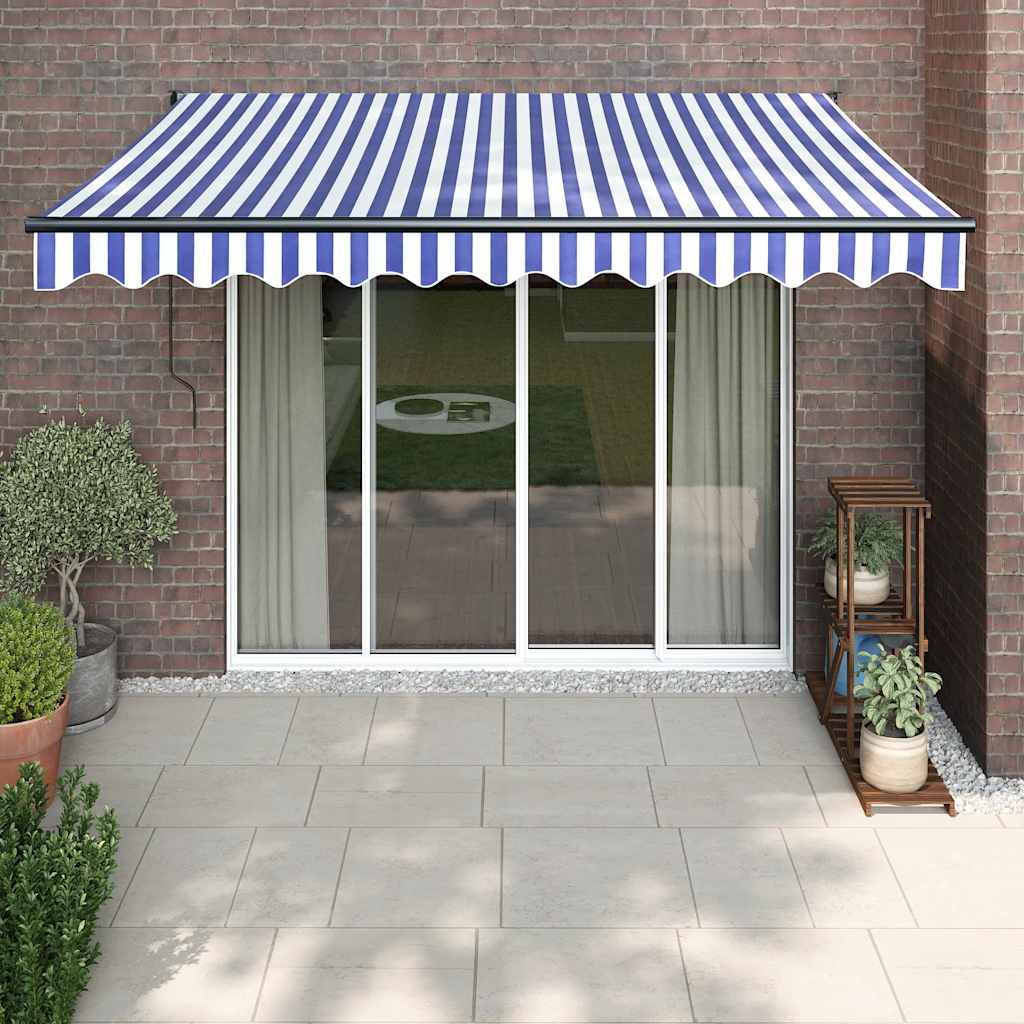 Toldo Retráctil Automático Azul Y Blanco 3,5x2,5 M_1
