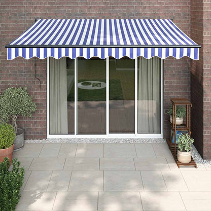 Toldo Retráctil Automático Azul Y Blanco 3,5x2,5 M_1