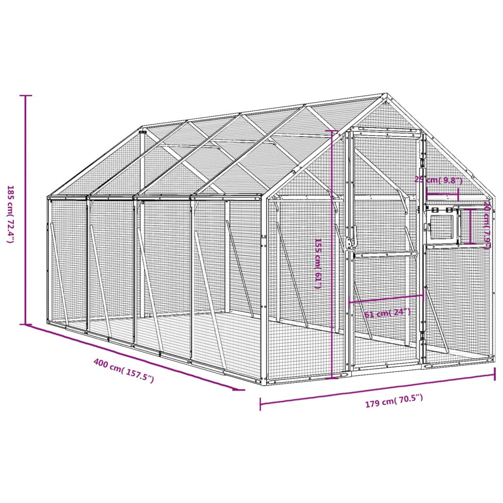 Vidaxl Pajarera De Aluminio Gris Antracita 1,79x4x1,85 M_2