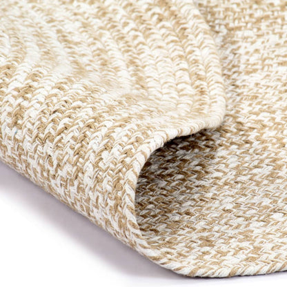 Alfombra De Yute Tejida A Mano Blanco Y Natural 120 Cm / Vetonek_3