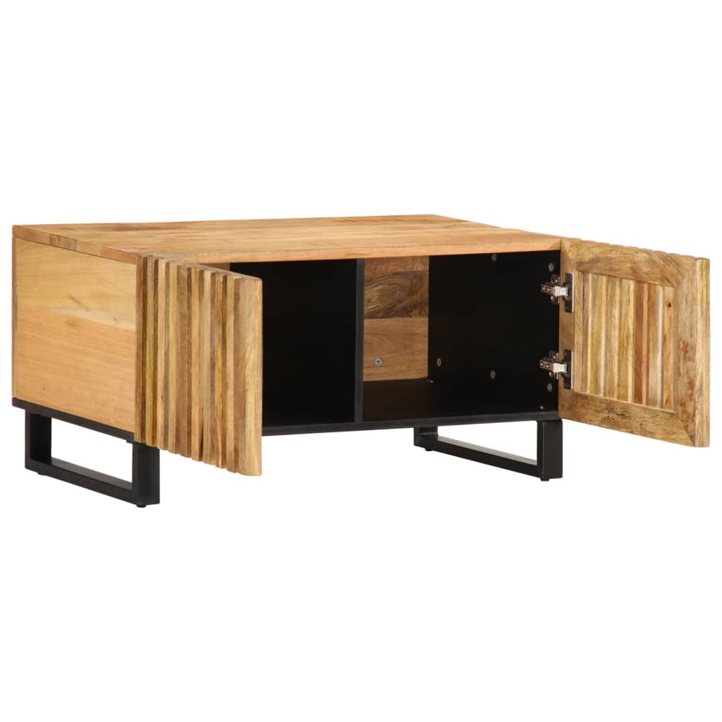 Mesa De Centro De Madera Maciza De Mango Rugosa 80x51x40 Cm_3